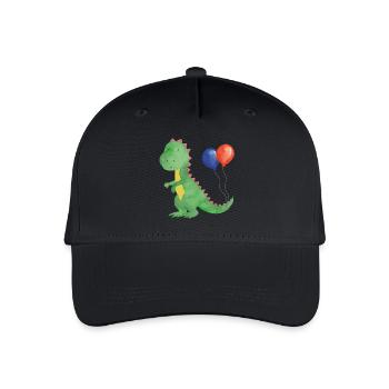 Kleiner Dino mit Luftballons - Kinder Bio Basecap - Schwarz - Vorne