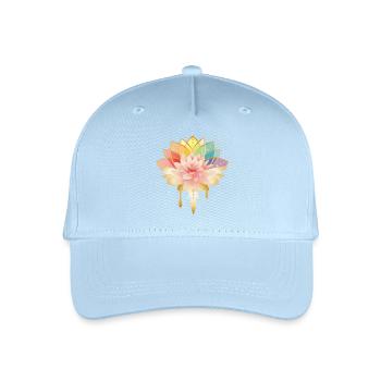 Lotus with golden flowers symbol in bright colors - Organic Kids’ Baseball Cap - light blue - Front