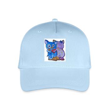 Liebes-Duo Katzengesicht mit Blumen - Kinder Bio Basecap - Hellblau - Vorne