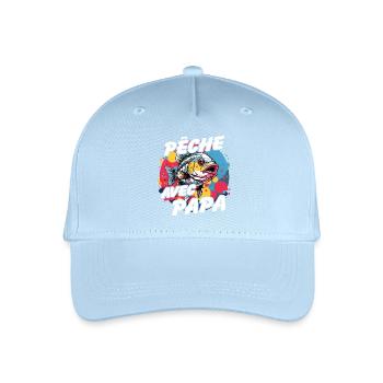 Pêcher avec papa. Motif de pêche coloré - Casquette de baseball bio Enfant - bleu clair - Devant