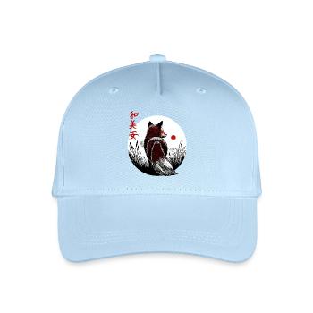 Kitsune Kawaii Japanische Landschaft - rote Kanji - Kinder Bio Basecap - Hellblau - Vorne