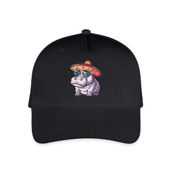 Hippopotame Drôle Sombrero - Casquette de baseball bio Enfant - noir - Devant