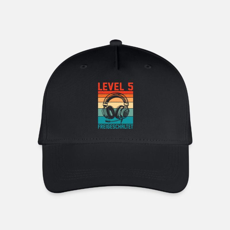 5. Geburtstag Jungen Gamer Level 5 Freigeschaltet - Kinder Bio Basecap - Schwarz