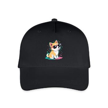 Corgi Neon Shiny Glasses - Organic Kids’ Baseball Cap - black - Front