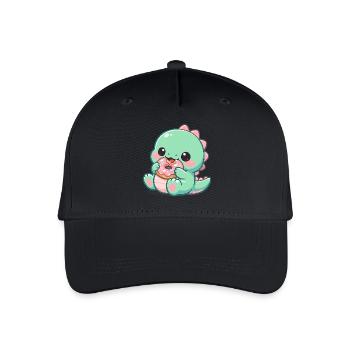 Donut Dino Zuckerfreude - Kinder Bio Basecap - Schwarz - Vorne
