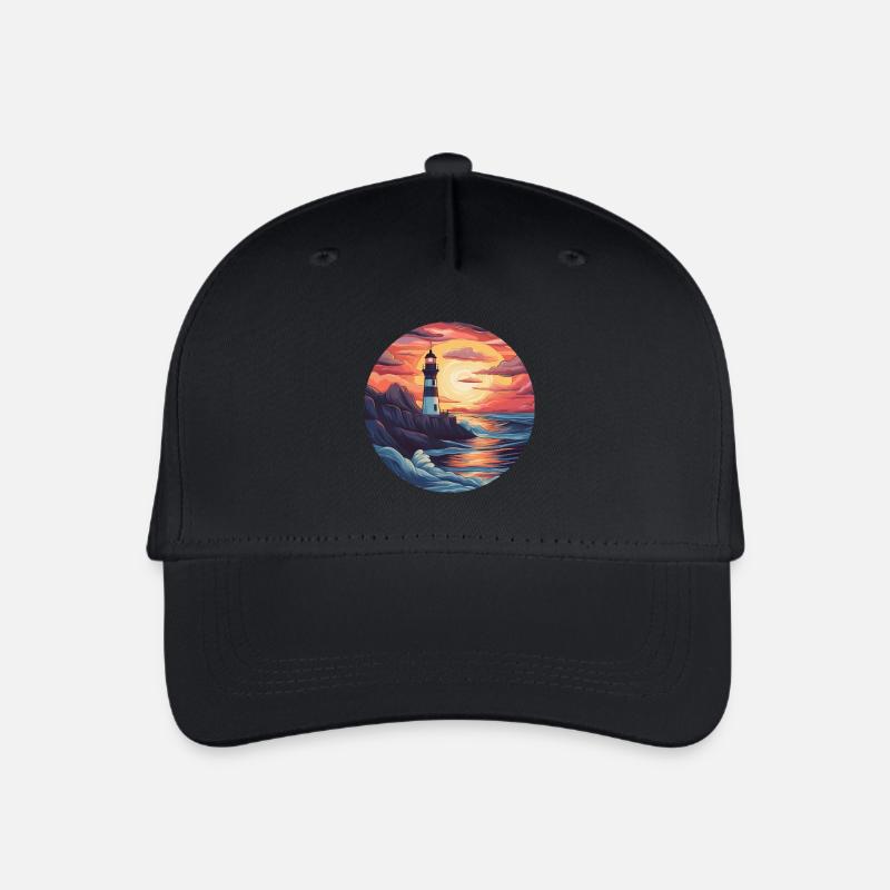 Nordsee Leuchtturm bei Sonnenuntergang - - Kinder Bio Basecap - Schwarz