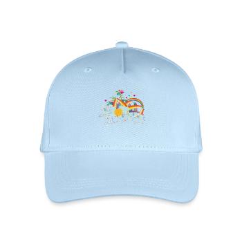 märchenhafter Regenbogen Himmel mit Wolken & Blume - Kinder Bio Basecap - Hellblau - Vorne