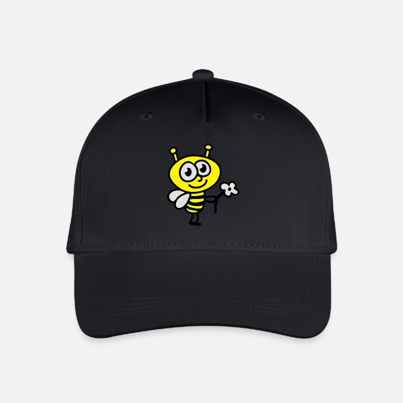 Biene + Blume - Kinder Bio Basecap - Schwarz