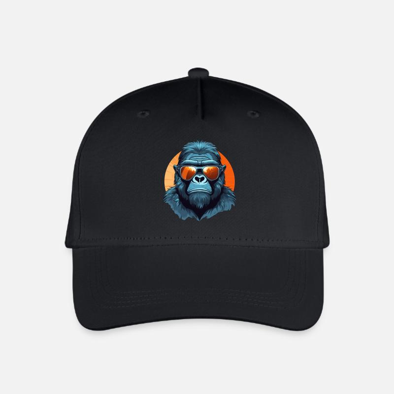 Cooler Gorilla - Gorilla mit Sonnenbrille beim - Kinder Bio Basecap - Schwarz