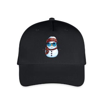 Cooler Schneemann mit Sonnenbrille Winter Design - Kinder Bio Basecap - Schwarz - Vorne