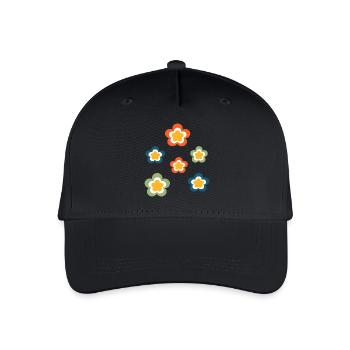 70s Flower Pattern Retro Hippie Flowers Power - Organic Kids’ Baseball Cap - black - Front