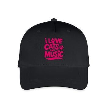 I love cats and music - Organic Kids’ Baseball Cap - black - Front