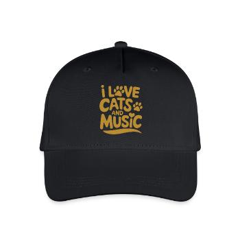 I love cats and music - Organic Kids’ Baseball Cap - black - Front