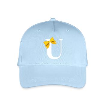 Letter u yellow bow - Organic Kids’ Baseball Cap - light blue - Front