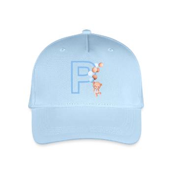 Blue Letter P Bear - Organic Kids’ Baseball Cap - light blue - Front