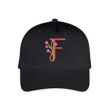 Elegant letter 'F' with flowers - Organic Kids’ Baseball Cap - black - Front