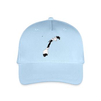 Norwegen Landkarte umrahmt echten Fußball - Kinder Bio Basecap - Hellblau - Vorne
