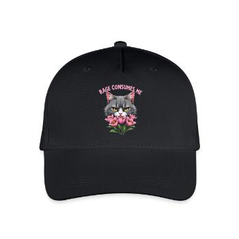 Rage Consumes Me Lustiges Katzenblümchen - Kinder Bio Basecap - Schwarz - Vorne