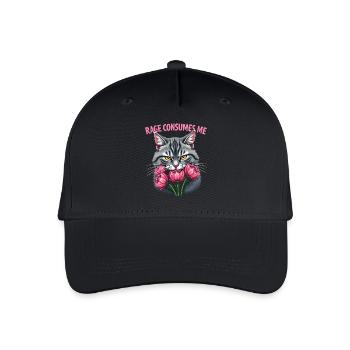 Rage Consumes Me Lustiges Katzenblümchen - Kinder Bio Basecap - Schwarz - Vorne