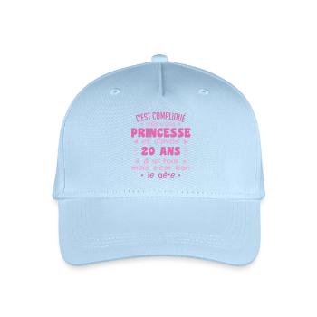 Woman Princess Birthday 20 Years - Organic Kids’ Baseball Cap - light blue - Front