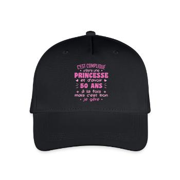 Femme Princesse Anniversaire 50 Ans - Casquette de baseball bio Enfant - noir - Devant