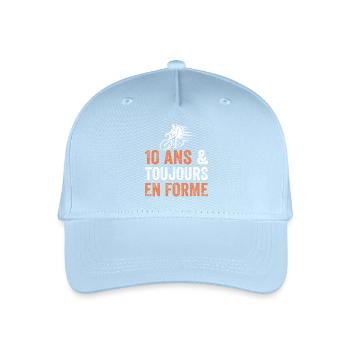 10 Year Anniversary Gift Bicycle - Organic Kids’ Baseball Cap - light blue - Front
