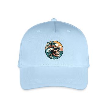 Surfing Surfer skull - Organic Kids’ Baseball Cap - light blue - Front