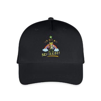 Schulkind Shirt Frosch Klassentier Einschulung - Kinder Bio Basecap - Schwarz - Vorne