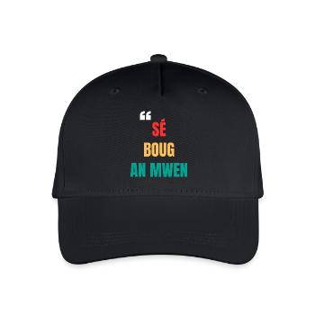 Kreolisches T-Shirt "Sé boug an mwen" – Komplizenschaft - Kinder Bio Basecap - Schwarz - Vorne
