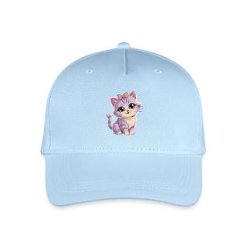 Chaton avec arc - personnalisable - Casquette de baseball bio Enfant - bleu clair - Devant