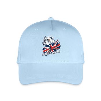 Bulldog with UK flag and Big Ben - Organic Kids’ Baseball Cap - light blue - Front