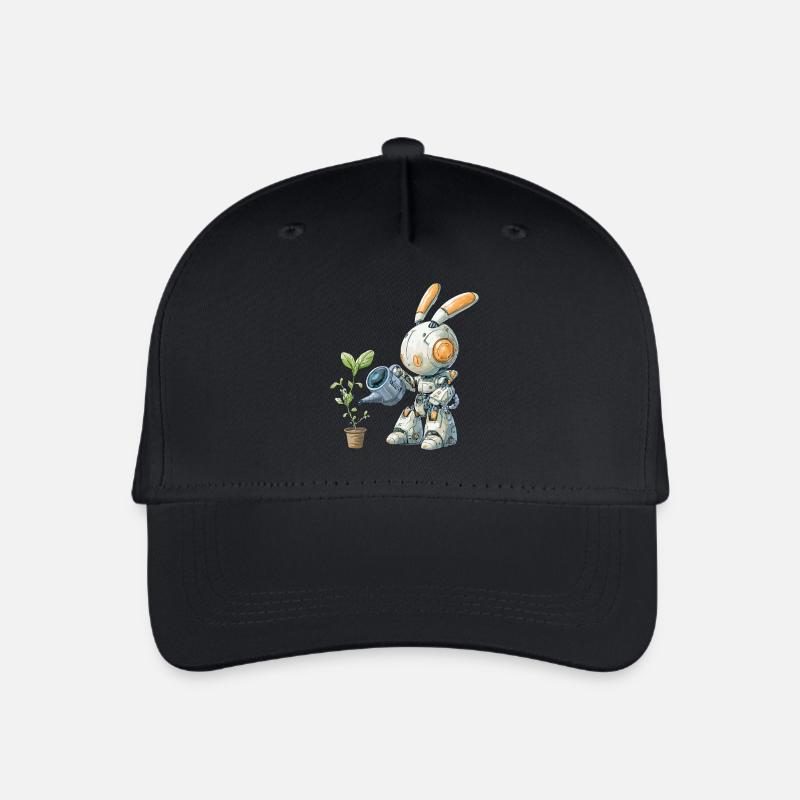 Robot rabbit watering plant - Organic Kids’ Baseball Cap - black
