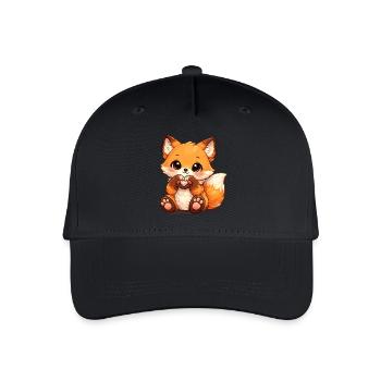 Kawaii Fuchs Herzzeichen - Kinder Bio Basecap - Schwarz - Vorne