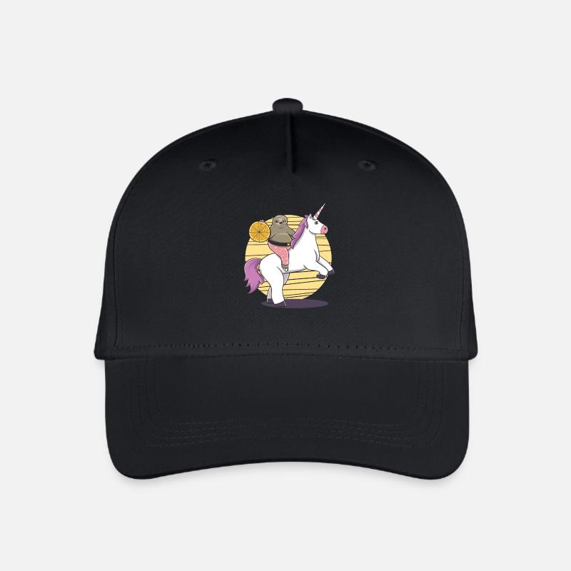 Faultier Einhorn Pizza lustig Geschenk Geburtstag - Kinder Bio Basecap - Schwarz