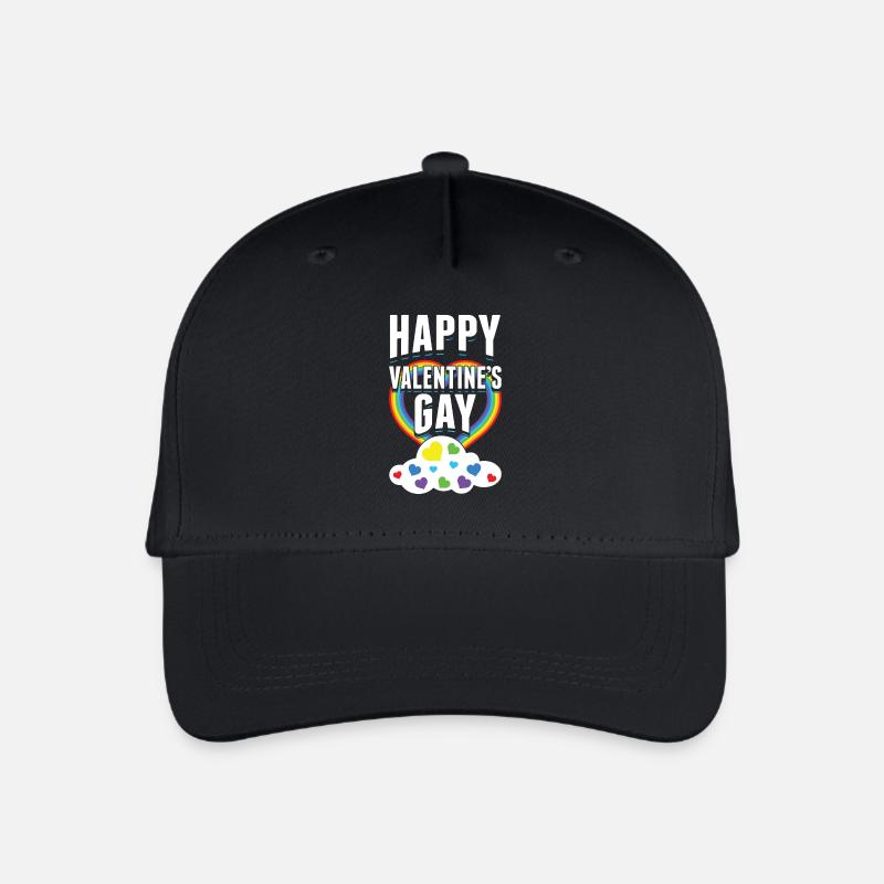 Glückliche Valentinsgruß-homosexuelle Regenbogen-Wolke romantisch - Kinder Bio Basecap - Schwarz