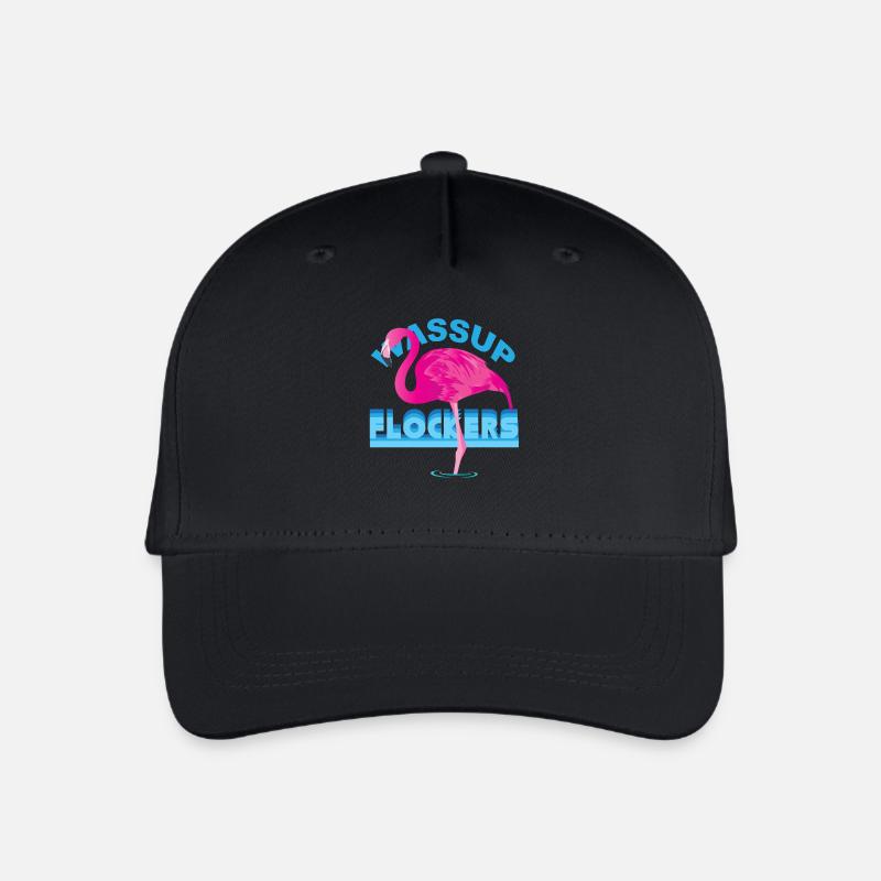 Wassup Flockers Comic Flamingo Trend Fun Geschenk - Kinder Bio Basecap - Schwarz