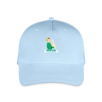 Funny Irish Girl St. Patricks Holiday Green - Organic Kids’ Baseball Cap - light blue - Front