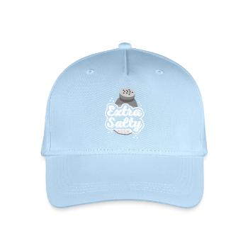 Extra Salziges T-Shirt Lustiges mürrisches verärgertes Hasser-Salz - Kinder Bio Basecap - Hellblau - Vorne