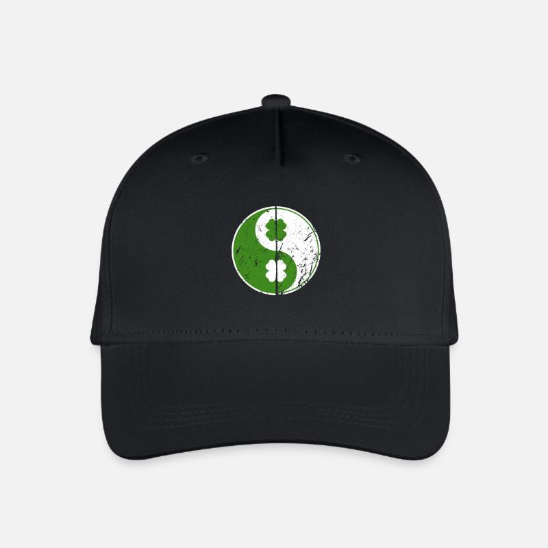 Yin Yang Shamrocks chinesisches Symbol St. Patrick - Kinder Bio Basecap - Schwarz