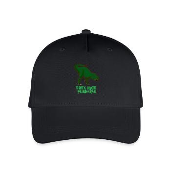 T-Rex - Dinosaurier Liegestütze Sport Kraft - Kinder Bio Basecap - Schwarz - Vorne