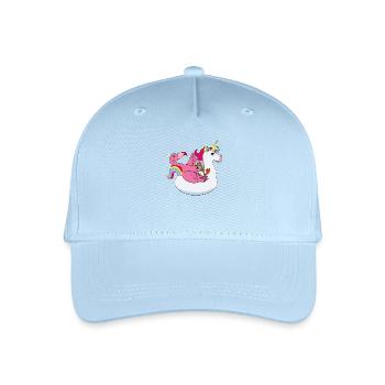 Flamingo on unicorn air mat kawaii summer - Organic Kids’ Baseball Cap - light blue - Front