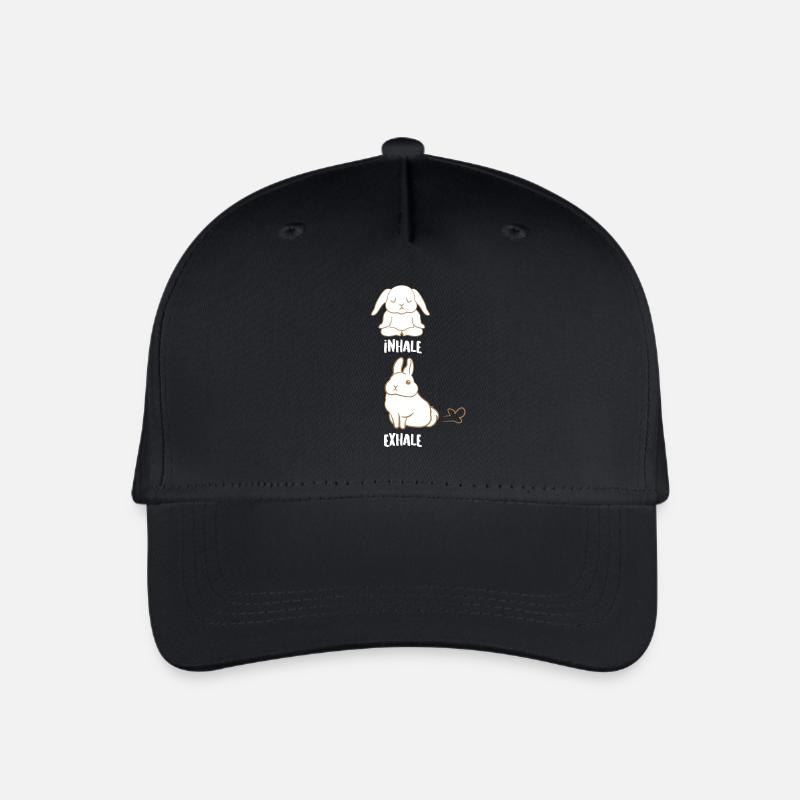 Hasen - Hase - Yoga - Inhale - Exhale - Kinder Bio Basecap - Schwarz