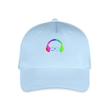 Kopfhörer und Sonnenbrille Neon T-Shirt Glowing - Kinder Bio Basecap - Hellblau - Vorne