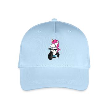 Unicorn Riding Tricycle Funny Magical Unicorn - Organic Kids’ Baseball Cap - light blue - Front