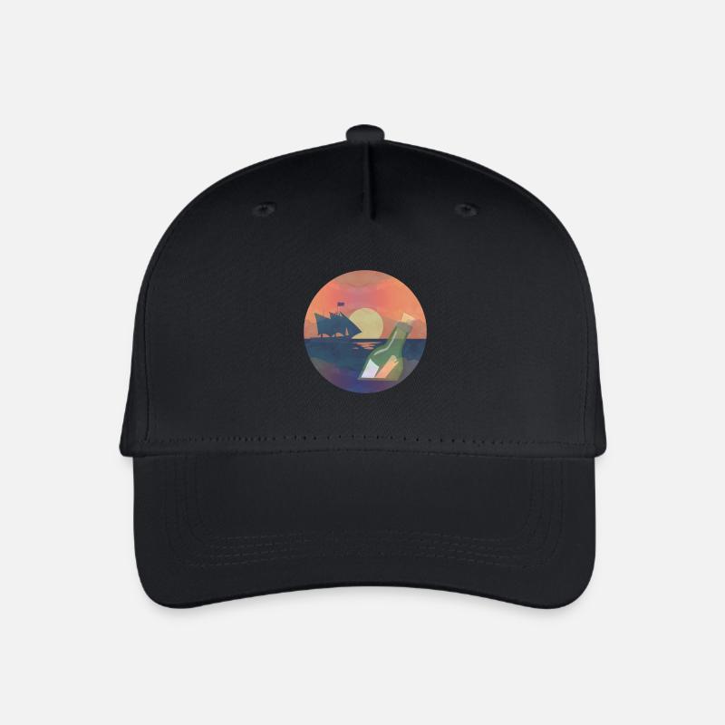 Flaschenpost / Segelboot / Segeln - Kinder Bio Basecap - Schwarz