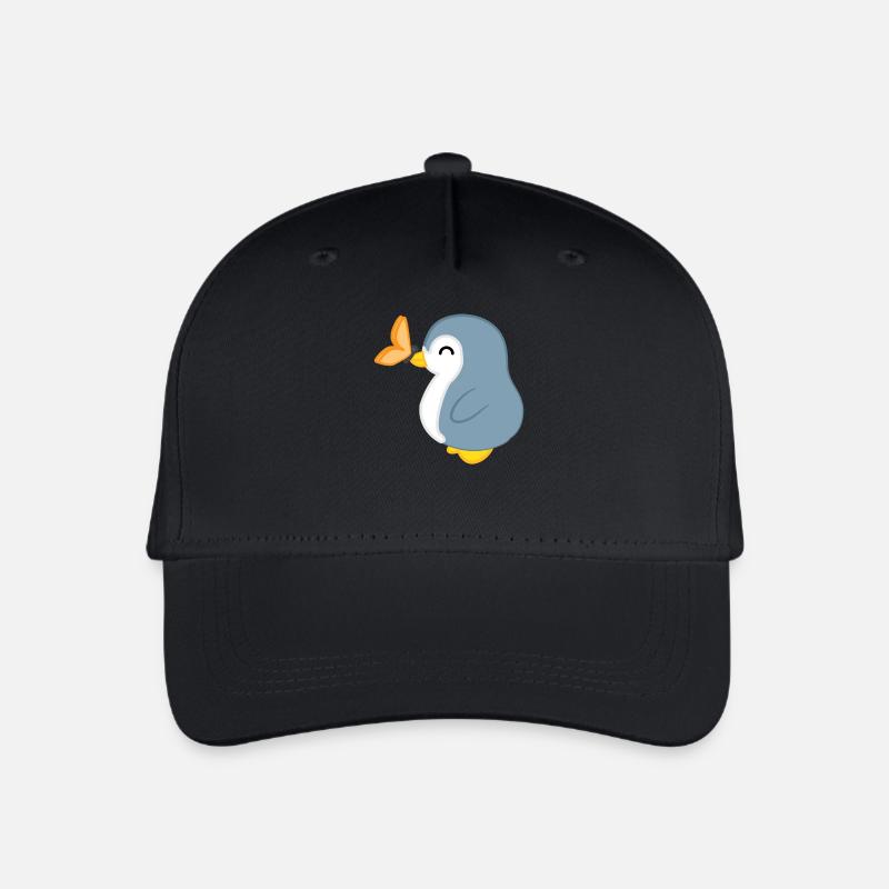 Pinguin - Pinguine - Pinguinmotiv - Schmetterling - Kinder Bio Basecap - Schwarz
