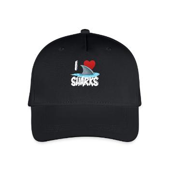 I Love Sharks Cute Novelty Week of the Shark Gift Idea For Shark Lovers Graphic Shark Fin - Organic Kids’ Baseball Cap - black - Front