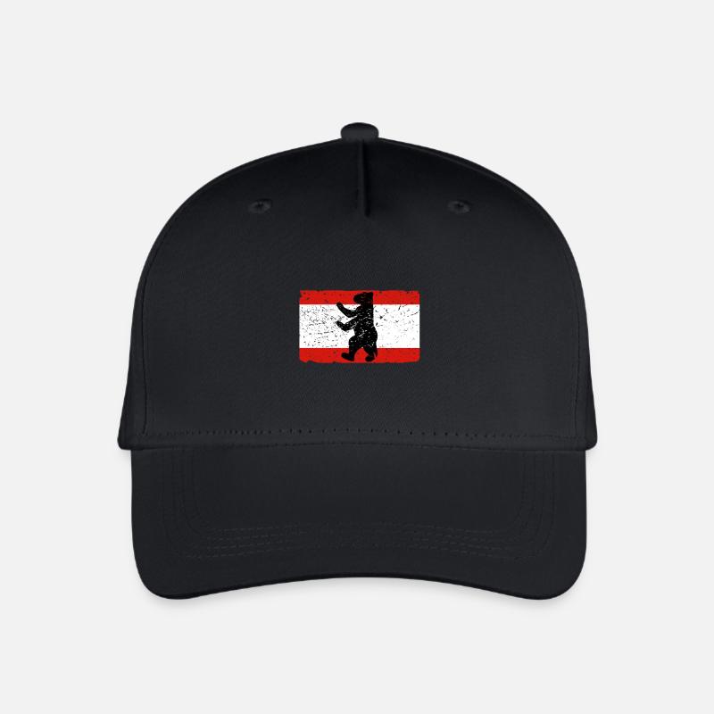Berliner Bär mit Berlin Flagge - Kinder Bio Basecap - Schwarz