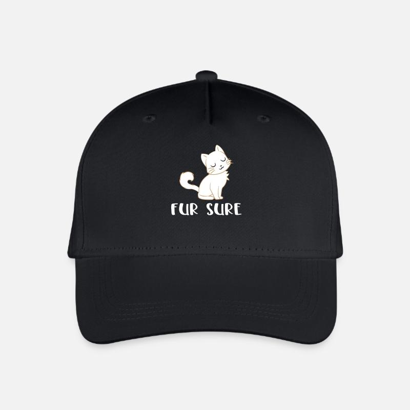 Katze - Katzen T-Shirt - Katzen - Fur Sure - Kinder Bio Basecap - Schwarz