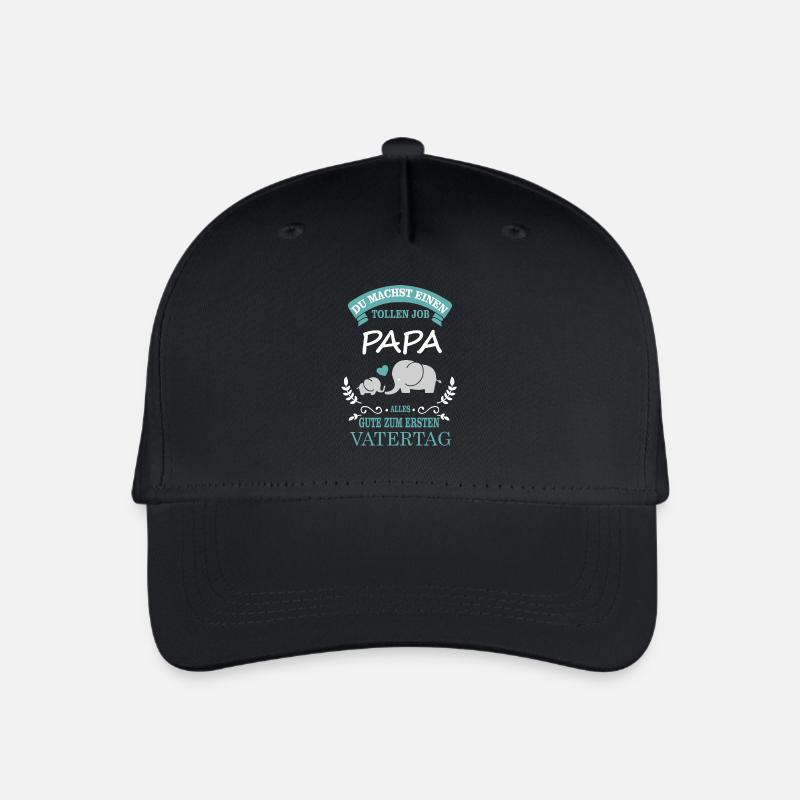 Erster Vatertag - Elefant - Kinder Bio Basecap - Schwarz